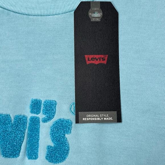 Levis Graphic Prism Crewneck Sweatshirt Sz S Angel Blue Oversized Pullover - Picture 7 of 11
